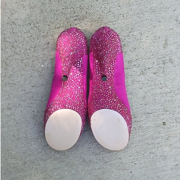 Enzo Angiolini Dark Pink Fuchsia Platform High Stiletto Heels with Rhinestones - Picture 8 of 8